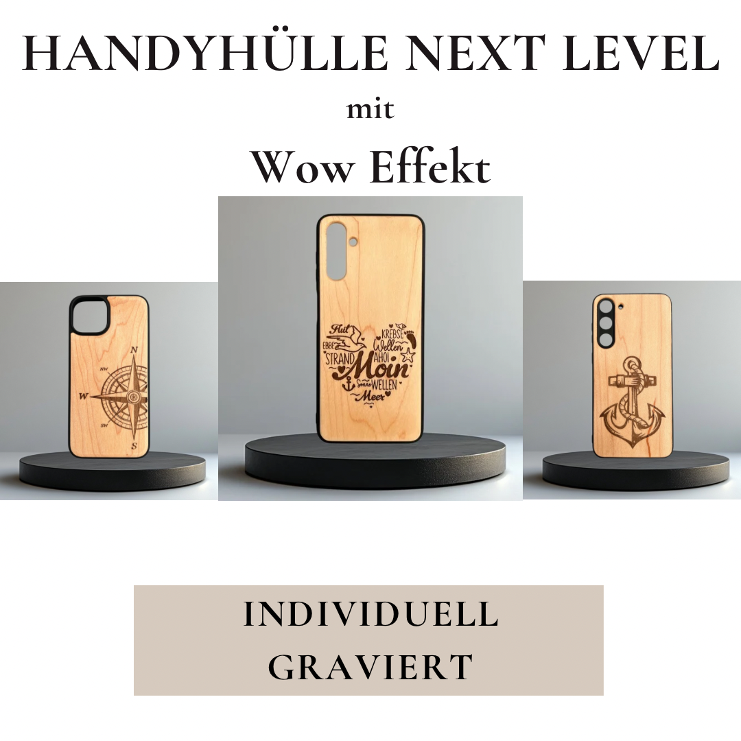 Handyhülle aus Holz Samsung Galaxy A15 A16 A26 A33 individuell graviert