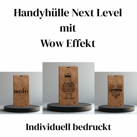 Handyhülle Apple iPhone 11 Flipcase braun individuell bedruckt
