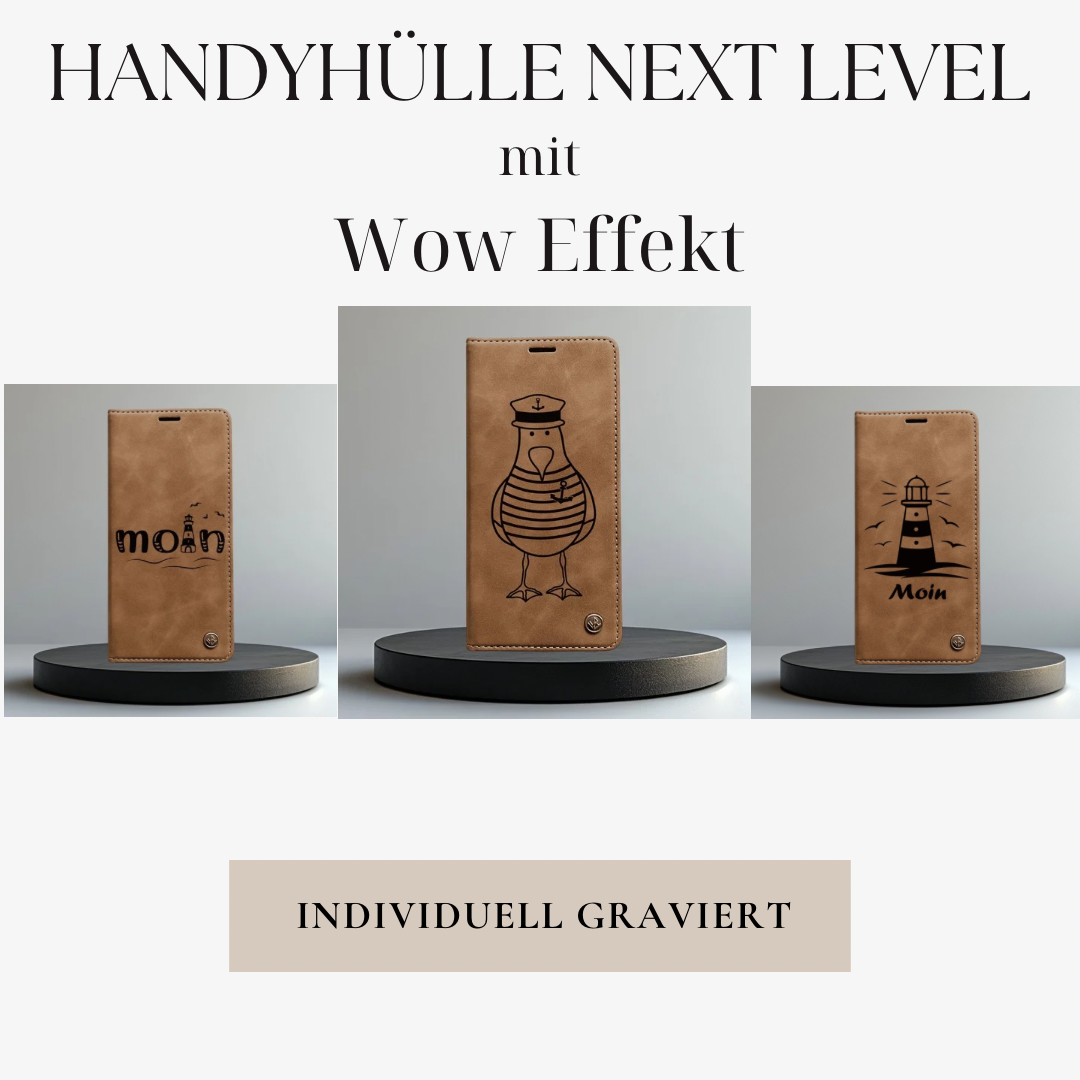 Handyhülle Redmi Note 14 Note 14 Pro Note 14 Pro Plus Serie Flipcase braun individuell graviert