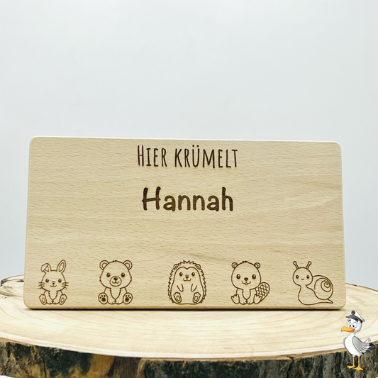 Personalisiertes Frühstücksbrett für Kinder, Baby Geschenk Geburt, Holzbrett, Brettchen Kinder, verschiedene Motive
