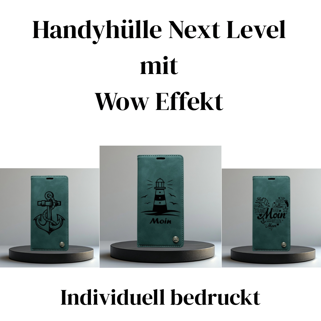 Handyhülle Samsung Galaxy A14 A15 A16 A17 Flipcase grün individuell bedruckt